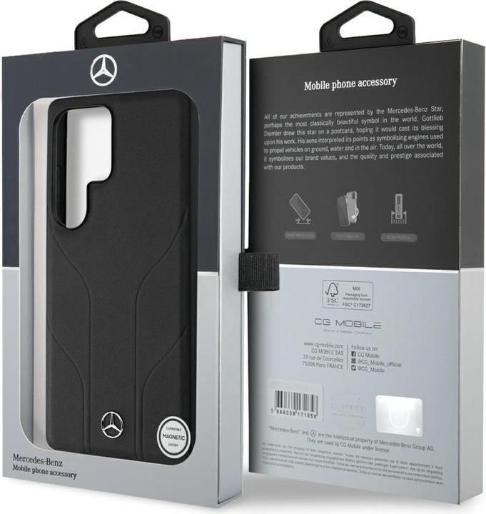 Image du produit Mercedes Leather Debossed Lines MagSafe case for Samsung Galaxy S25 Ultra - black (Samsung Galaxy S25 Ultra)