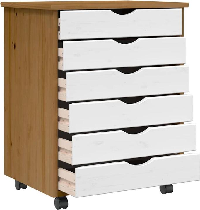 Produktbild vidaXL Rollschrank mit Schubladen MOSS Honigbraun Massivholz Kiefer (53 x 39 x 65.50 cm)