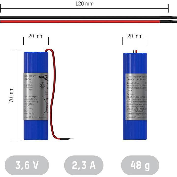 Image du produit Ansmann Batterie LiIon 8650 (3.60 V, 2600 mAh)