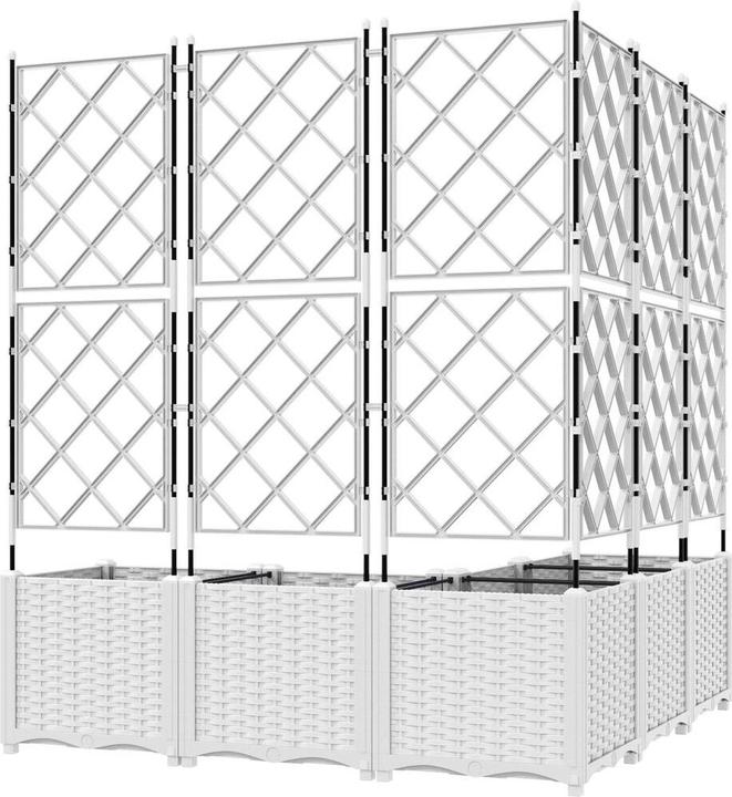Produktbild vidaXL Gartenpflanzer mit Spalier 5 Stück Weiss 120x120x143 cm