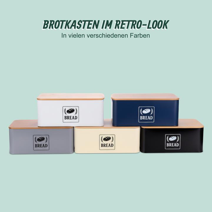 Actual product image Relaxdays Brotkasten mit Bambusdeckel Retro-Design