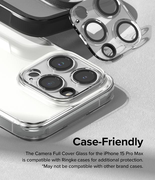 Actual product image Ringke iPhone 15 Pro Max Camera Styling Camera Island Protector Tempered Glass (2pcs) Transparent (2 Piece, Apple iPhone 15 Pro Max)