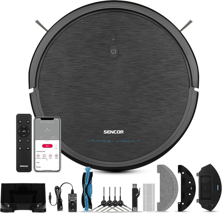 Actual product image Sencor SRV 3160TQ black / Robot hoover / Vacuum cleaning / 28W / 59dB / 2600 mAh (Wiping cloth)