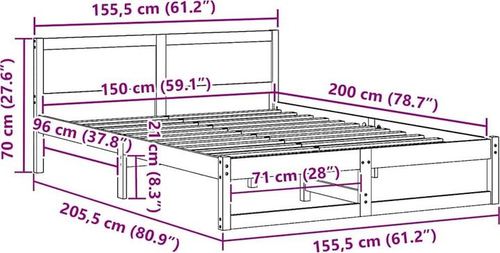 Produktbild vidaXL Bettgestell (150 x 200 cm)