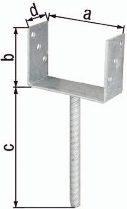 Immagine prodotto GAH Supporto per palo a U con ancoraggio per calcestruzzo in acciaio ondulato (214258) (Ancoraggi calcestruzzo, 1 pz.)