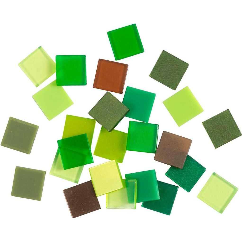 Thumbnail - Creativ Company Mini-Mosaik, grüner Glitzer, 10 x 10 mm, 25 Gramm