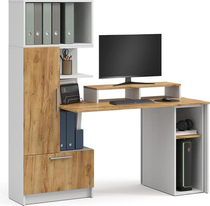 Produktbild Vicco Schreibtisch Tomy, Weiss/Goldkraft Eiche, 150 x 59 cm 4er Set