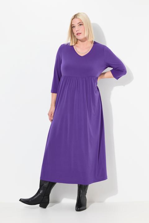 Produktbild Ulla Popken Jerseykleid, A-Linie, V-Ausschnitt, 3/4-Arm, Taschen (60)