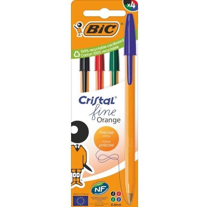 Bic, Penne, Orange Fine Cristal Stift 4er-Mix (Arancia, 4 x)