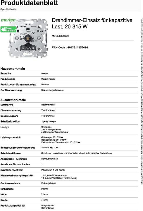 Image du produit Merten Insert pour variateur rotatif