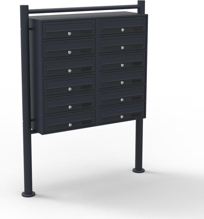 Actual product image Wiltec 12 letterbox system black 2x6 compartments free-standing letterbox Letterbox