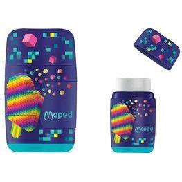 Maped, Strumenti di correzione, Radierer-Spitzer-Kombi PIXEL PARTY Doppel-Spitzdose & Radierer in einem, Radierer & Spitzdose
