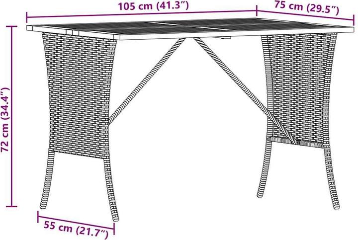 Produktbild vidaXL Gartentisch (105 x 75 x 72 cm)