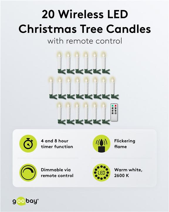 Immagine prodotto Goobay 20 kabellose LED-Weihnachtsbaumkerzen (20 x)