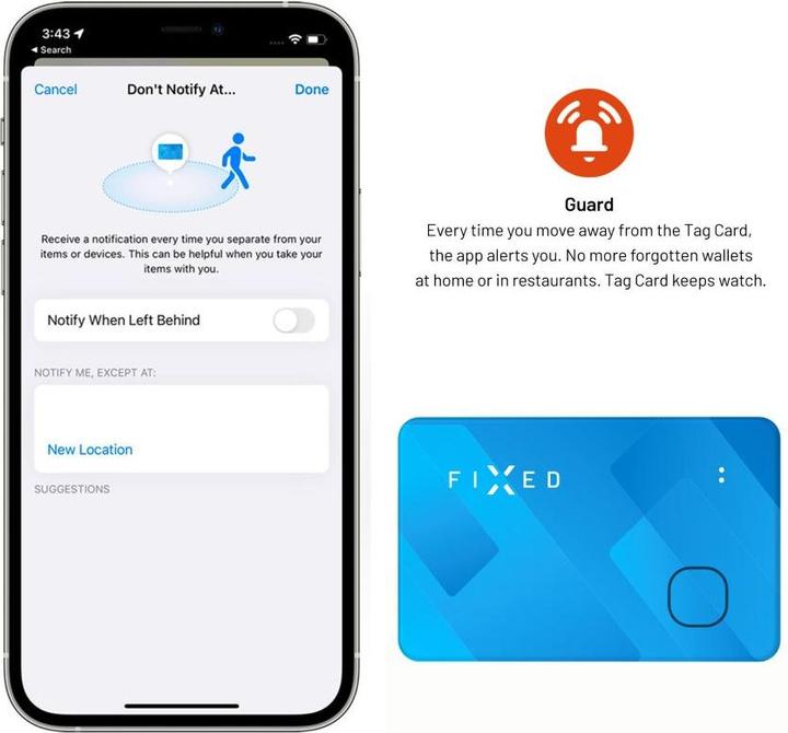 Produktbild Fixed FIXTAG-CARD-BL Bluetooth-Tracker Blau (iOS)