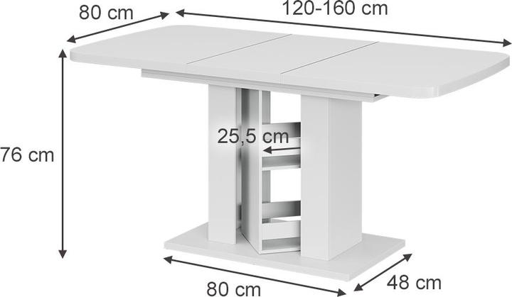 Produktbild Vicco Esstisch Fenaro, Weiss/Weiss, 120 x 80 cm (120 x 80 x 76 cm)