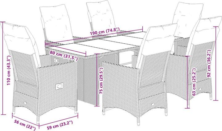 Produktbild vidaXL Garten Essgruppe (190 x 80 x 75 cm)