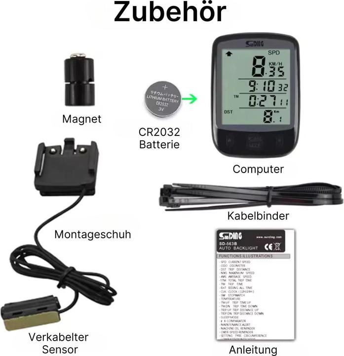 Actual product image Hermex Sunding Velocomputer bike computer bike speedometer bike computer