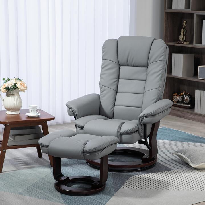 Actual product image Homcom Relaxsessel mit Hocker Kunstleder Grau