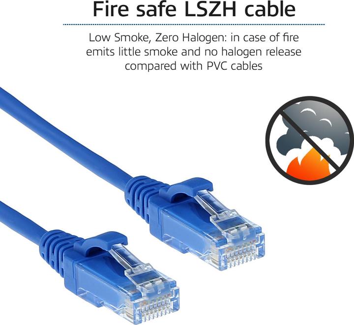 Actual product image ACT Blue 5 meter LSZH U/UTP CAT6 datacenter slimline patch cable snagless with RJ45 connectors (U/UTP, CAT6, 5 m)