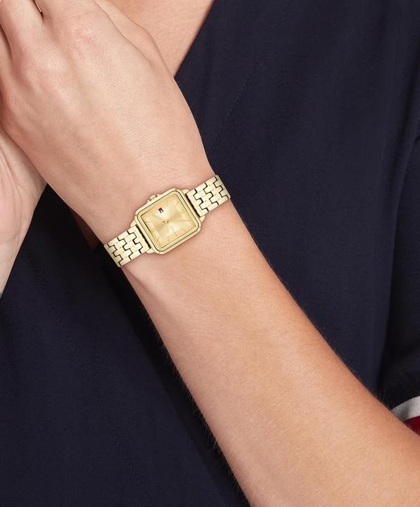 Produktbild Tommy Hilfiger Drei Hand Quartz Bewegung für Damen mit Goldfarbener Edelstahlarmband (24 mm)