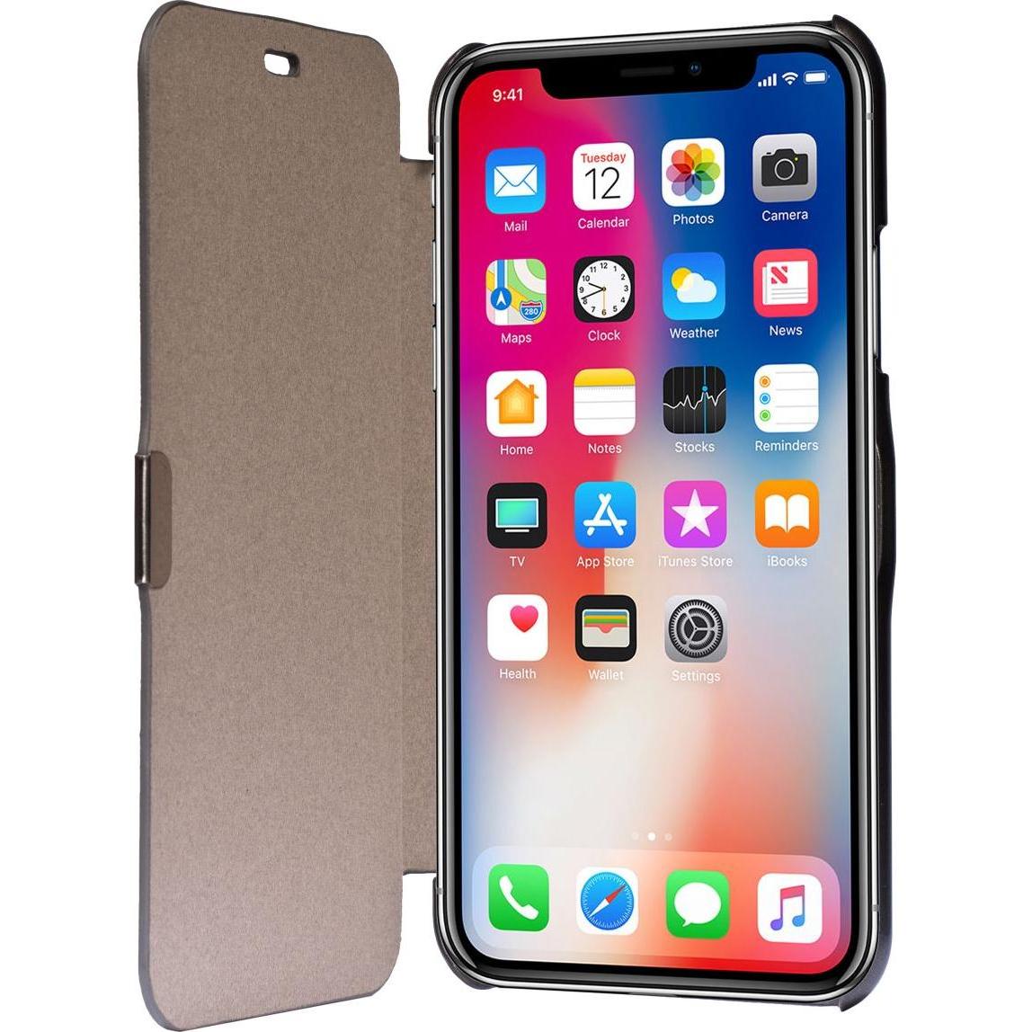 Thumbnail - König Design Flip Cover Schutzhülle Slim Case Handyhülle Bookstyle für Apple iPhone X Grau (Apple iPhone X), Smartphone ...