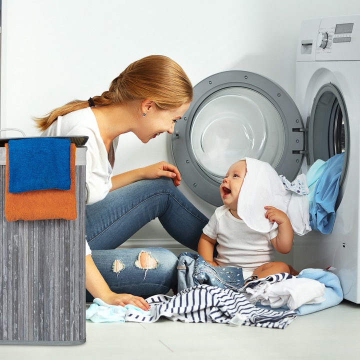Image du produit Relaxdays Panier à linge, 2 compartiments (95 l)
