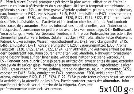 Nutritional values and ingredients FunCakes Sugar paste (5x)