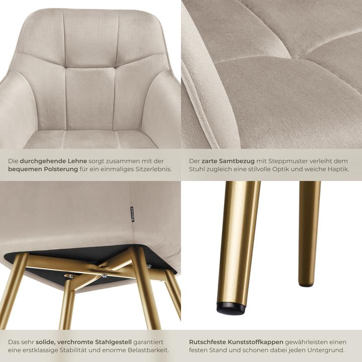 Actual product image tectake chair Marilyn, velvet look, quilted