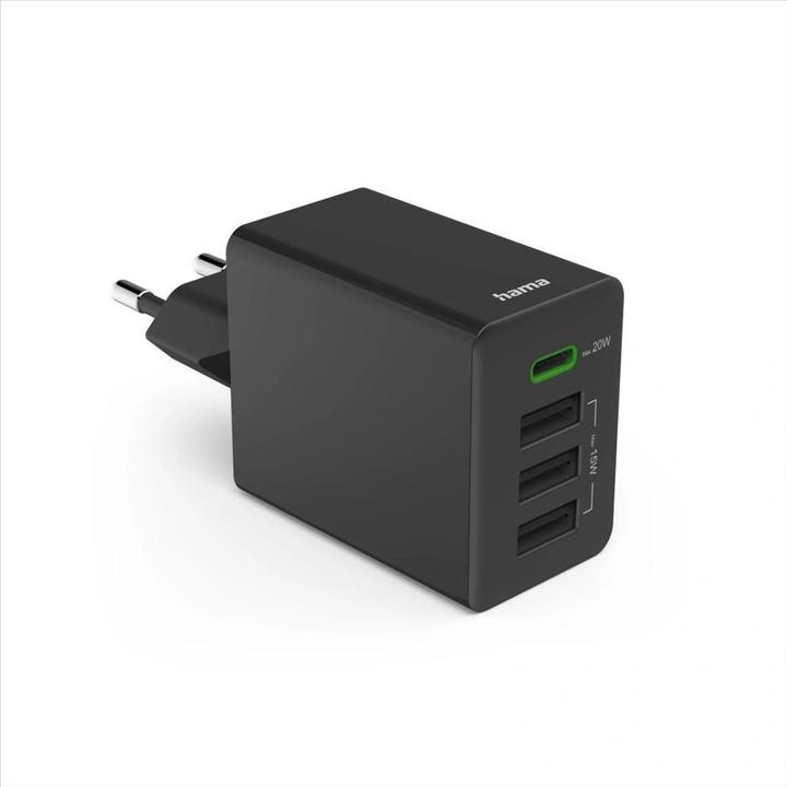Produktbild Hama Schnellladegerät, 1x USB-C PD, 3x USB-A, Mini-Ladegerät, 35W, Schwarz (35 W, 4 Ports)