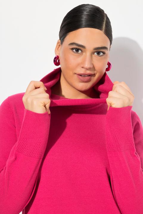 Actual product image Ulla Popken Turtleneck Ribbed Trim Long Sleeve Sweater (62)