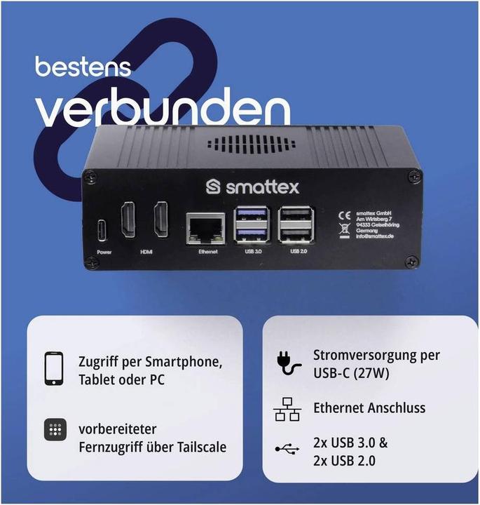 Actual product image Smattex Home Assistant Black Plug & Play Set· installiert & konfiguriert· Raspberry Pi 5· (SM0093)