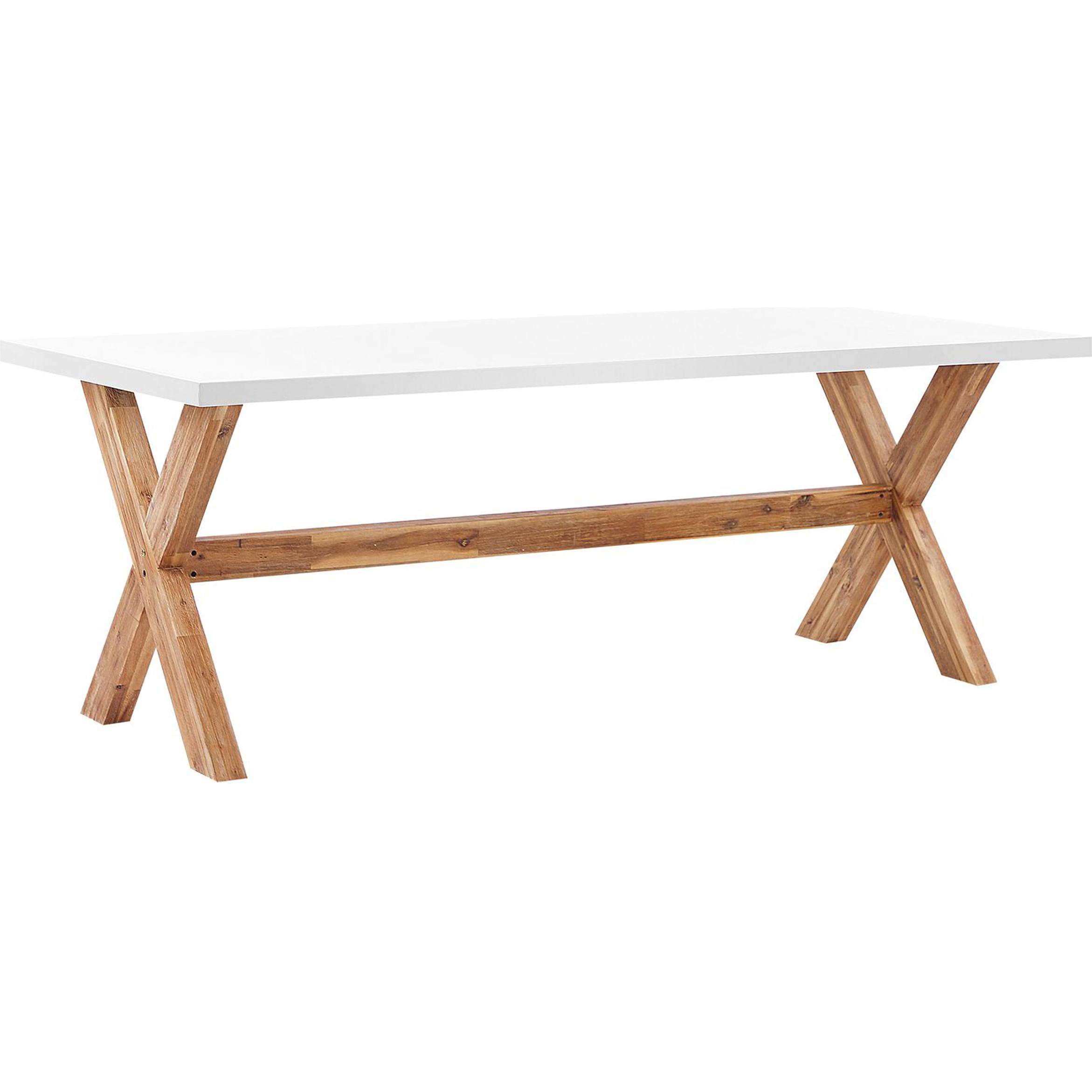 Beliani, Gartentisch + Balkontisch, Gartenmöbel Set Faserzement 200 x 100 cm 6-Sitzer Stühle weiss / beige OLBIA (200 cm...