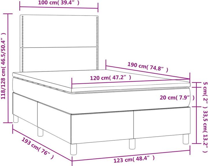 Actual product image vidaXL Boxspringbett (120 x 190 cm)