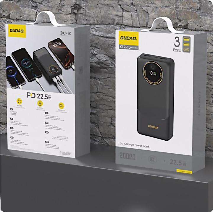 Produktbild Dudao K12 powerbank 20000mAh 22.5W Black (20000 mAh, 22.50 W, 74 Wh)