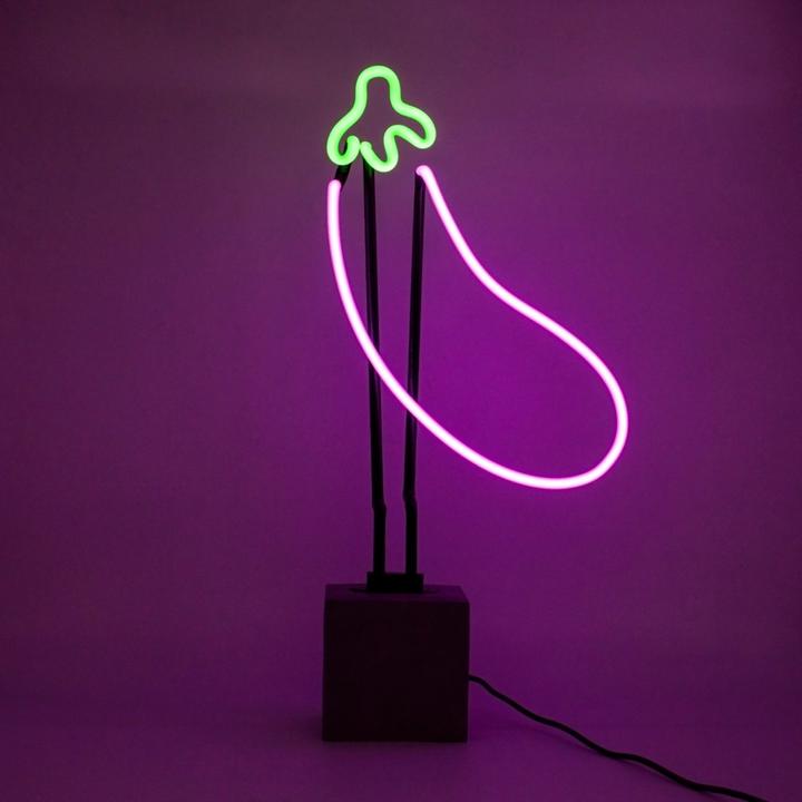 Produktbild Locomocean Glas Neon Tischlampe mit Betonsockel - Aubergine