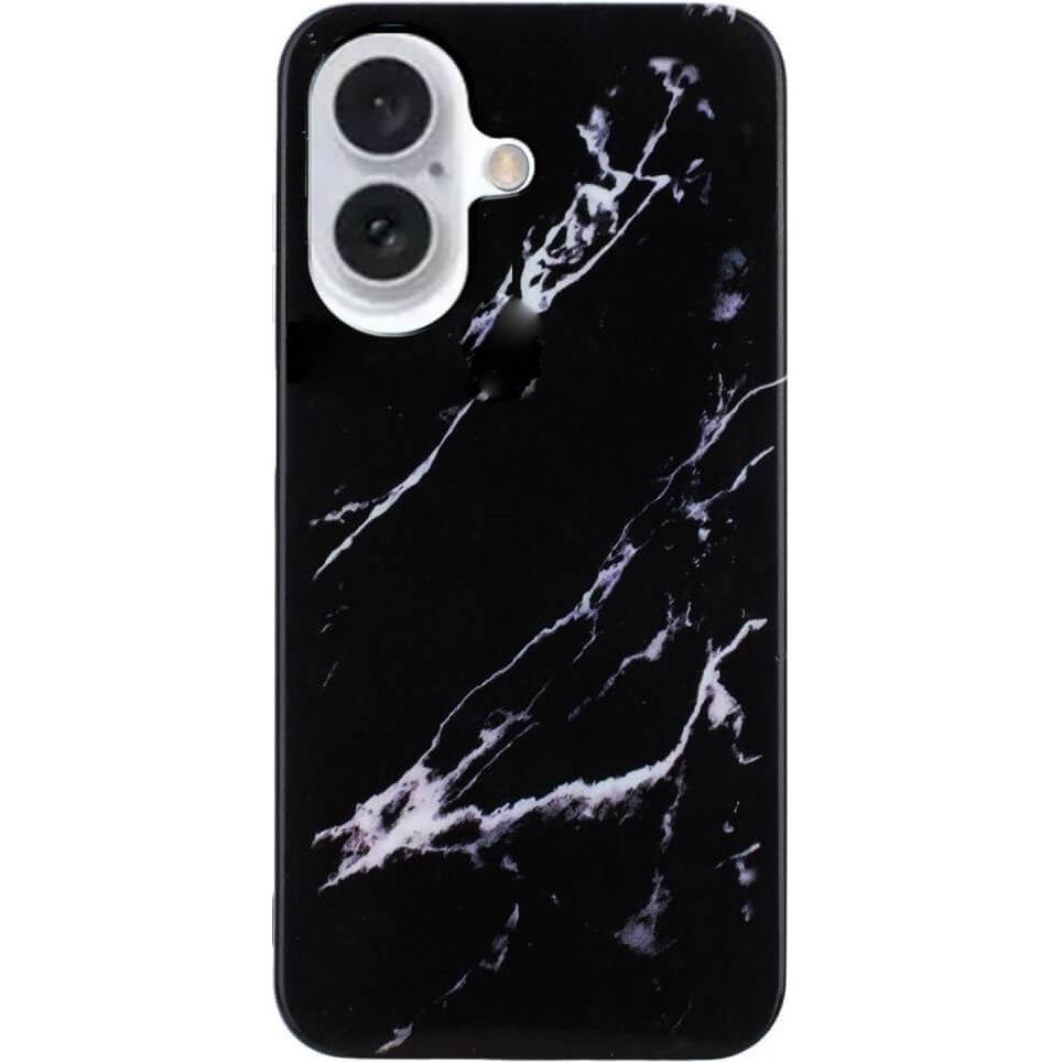 Cover-Discount iPhone 16 - Cover Handyhülle Marble (Apple iPhone 16), Smartphone Hülle, Schwarz