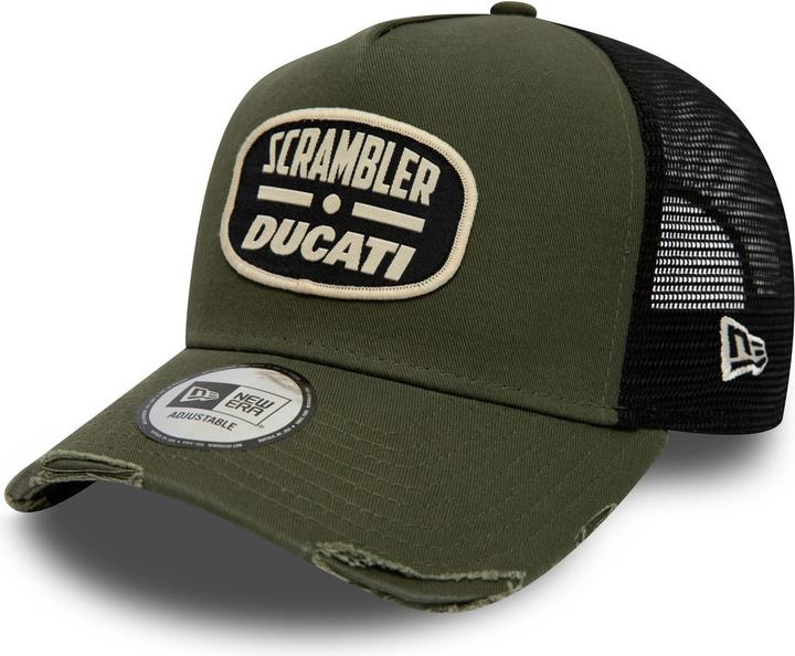 New Era A-Frame Trucker Cap Distressed Scrambler Ducati Oliv (One Size)