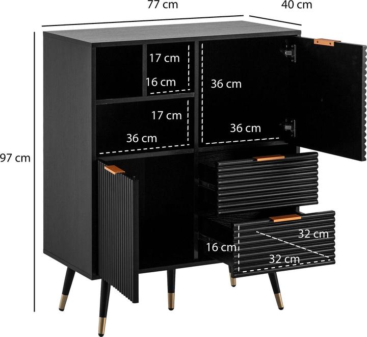 Actual product image FineBuy Sideboard Chest of drawers Black oak decor Sideboard Floor cabinet with shelf