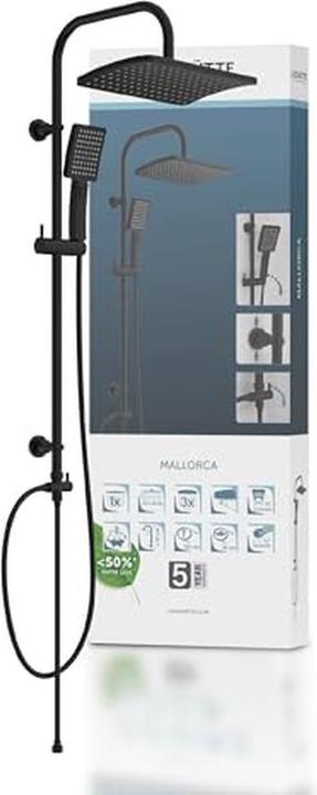 Image du produit Schütte Douche à effet pluie salle de bain MALLORCA Ensemble de douche suspendu noir mat système de douche