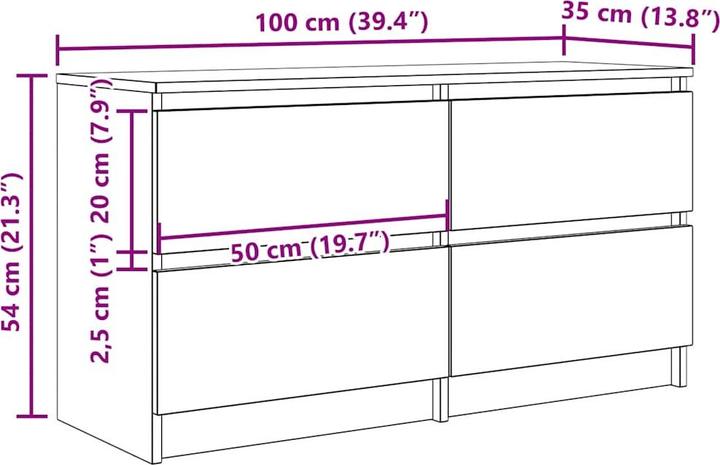 Produktbild vidaXL TV-Schrank (100 x 35 x 54 cm)