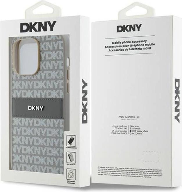 Actual product image DKNY Tonal Stripe PU Leather Case for Apple iPhone 14 Pro - beige (Apple iPhone 14 Pro)