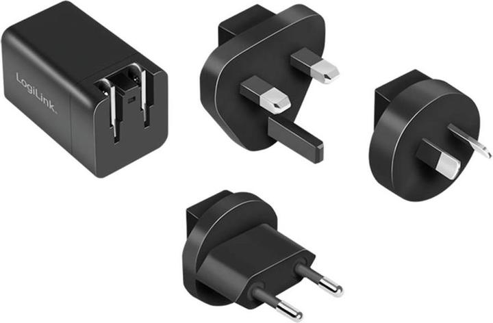 Actual product image LogiLink USB socket travel adapter, 1x USB-A, 1x USB-C, GaN technology, 30 W (30 W, 2 ports)