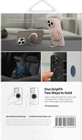 Actual product image Uniq Gripfit 360 Magnetic Mount&Kickstand Magnetic Holder blue/sapphire blue