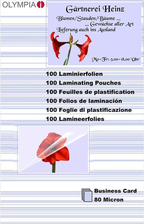 Actual product image Olympia Business card laminating foils (Visiting card, 100 Piece, 80 µm)