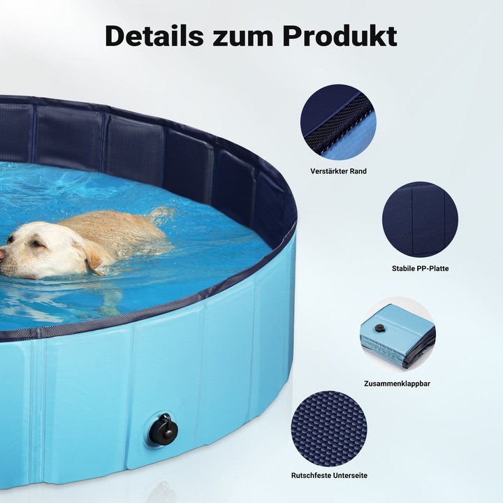 Image du produit Wiltec Fudajo piscine pour chien 120x30cm piscine pour chien pataugeoire pour chien baignoire pour chien (Piscine pour chiens)