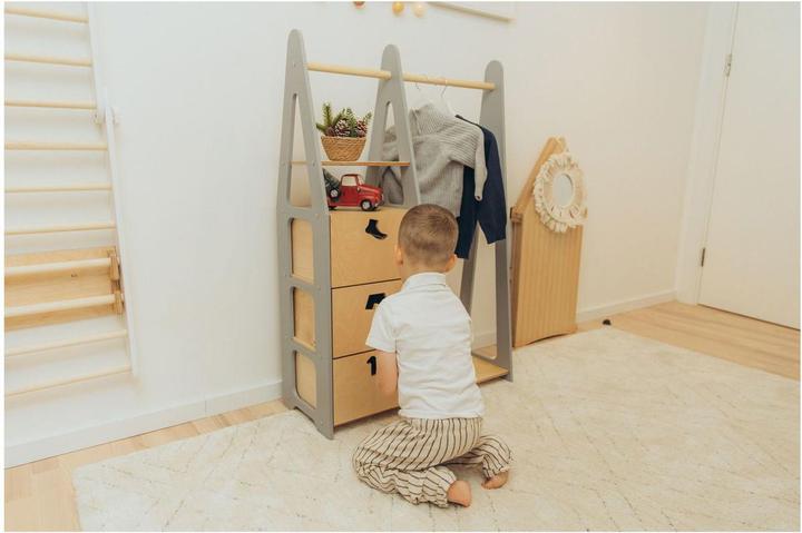 Produktbild Duck Woodworks Kindergarderobe Schubladen mit Kleiderform Griffen