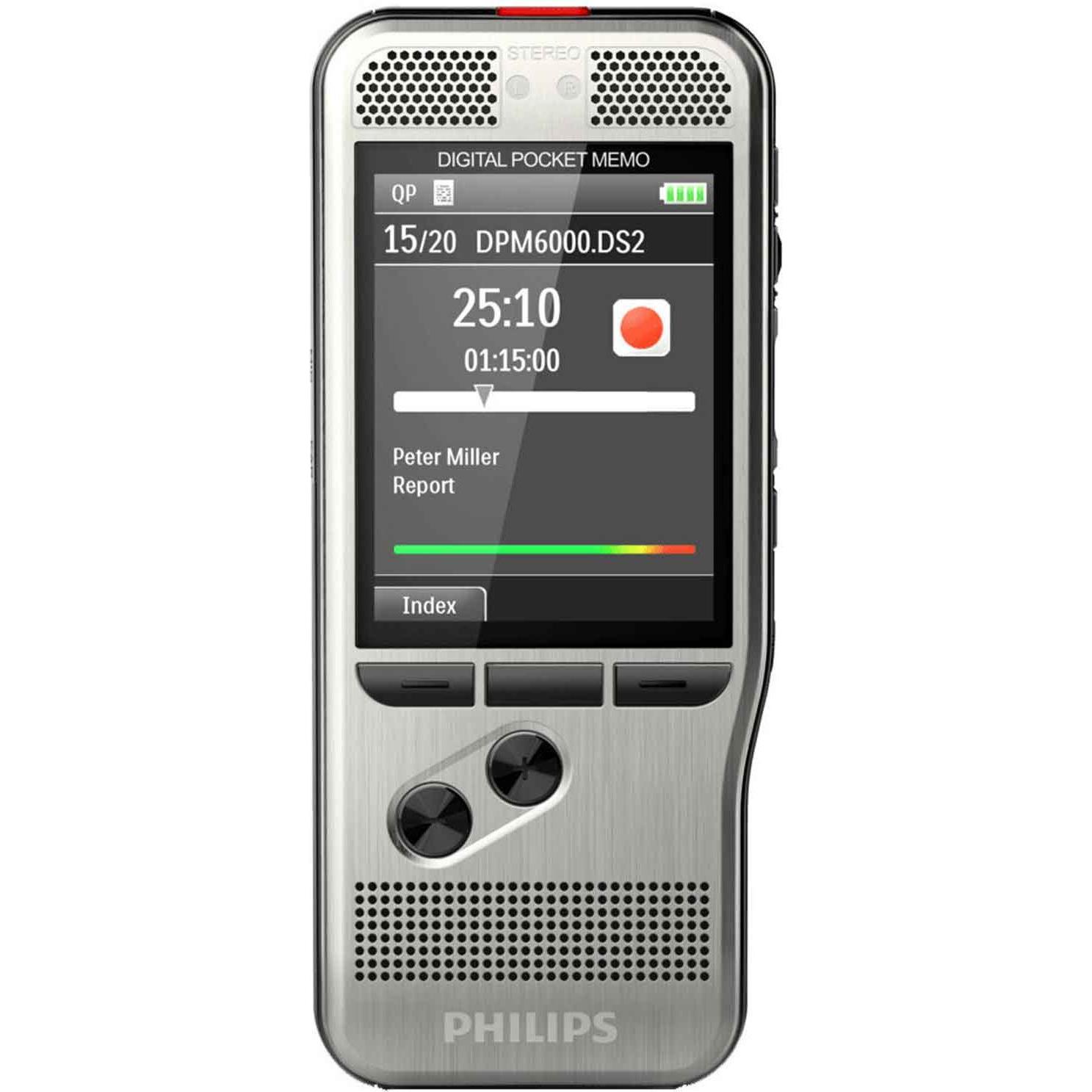 Philips DPM6000 Pocket Memo, Diktiergerät, Schwarz, Silber