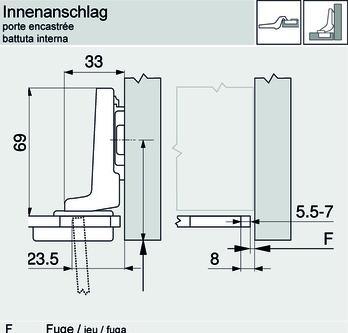 Immagine prodotto Blum 75T4100 S/NI cern.ante vetro 94° sorm.