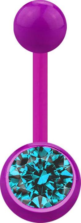 Produktbild Star Piercing Banane violett mit Kugel und Kugel Kristall aqua (Kunststoff, ohne Messing)